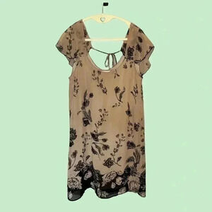 Everly Tan and Black Flutter Sleeve Mini Dress Small